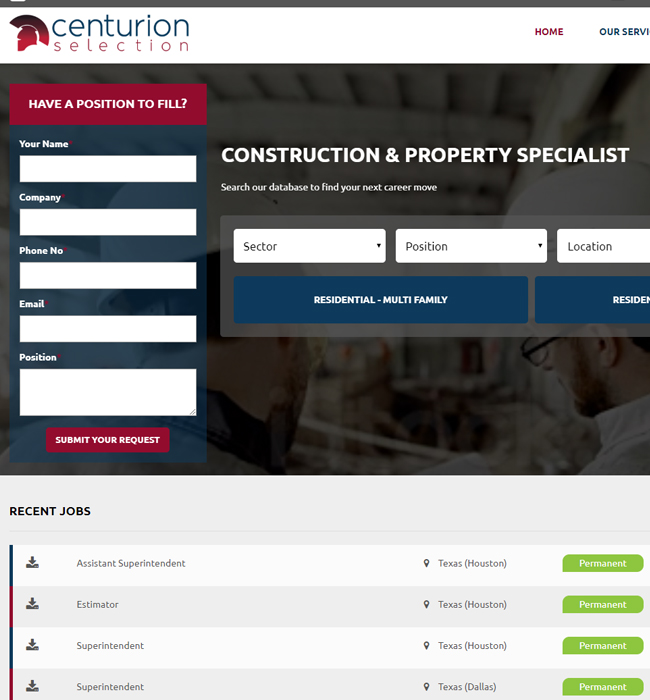 Centurion Selection | Recruitment Website Design | Website Portfolio - Diginow