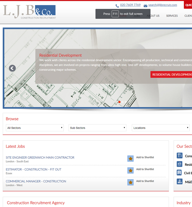 LJB Recruit | Construction Recruitment Website Design | Website Portfolio | Diginow