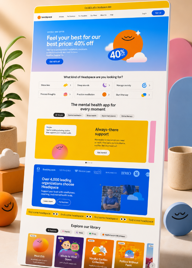 Headspace - Leading all in one mental health platform, combining mindfulness, therapy, coaching, and AI powered support