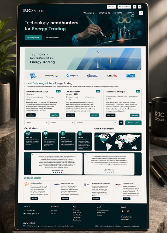 RJC Group – Specialist headhunting consultancy focused exclusively on technology talent within the global energy trading market.